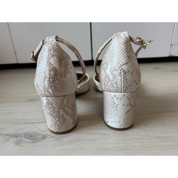 Lexi & Abbie Mindy Snakeskin Ankle Strap Chunky Heel Pointed Toe Pumps Size 8.5 - Picture 4 of 4